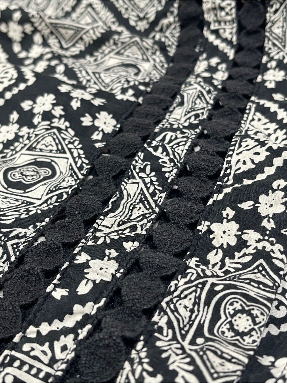 ATHLETA silk cotton black white geometric print swim cover-up tunic dress size L - Picture 4 of 11